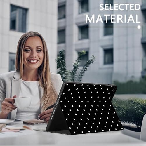 NBCDSUJ Classic White Polka Dot Tablet Case for iPad Air 13" M2 2024, Black Polkadot Print Design Cover for Girls Boy, Trendy Protective Cases Flip PU Leather Funda thumbnail 7