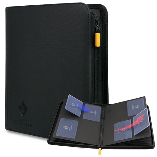 Card Guardian - Toploader binder 4 Pocket top loader binder with Zipper for 160 Cards - Side Loaded Pockets - Compatible with Sports and Trading Cards TCG (Black) - Image 1