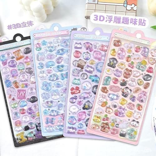 3D Puffy Stickers for Kids, 10 Sheets 450+ pcs, Mini Kawaii Resin Decorative Stickers for Scrapbooking Phone Case, Notebook, Scrapbooking (10pcs 3D Stickers) thumbnail 3