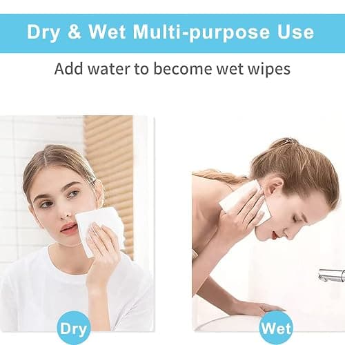 Disposable Face Towel, BIEWO Cotton Tissue Soft Dry Wipes for Women, Simple Cleaning Facial Tissues Dry Wet Dual Portable Use for Sensitive Skin & Baby & Makeup Remover & Personal Care (2 PACK=200PCS) thumbnail 6