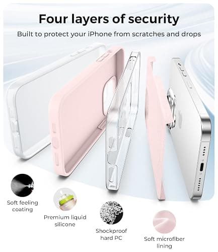 AOTESIER Magnetic for iPhone 13 Pro Max Case, [Compatible with MagSafe] [Military Shockproof Protection] Silicone Phone Case with Soft Anti-Scratch Microfiber Lining, 6.7 inch, Chalk Pink thumbnail 9