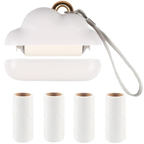 Mini Travel Lint Roller, Reusable Pet Hair Remover for Clothes with 150 Refillable Sheets (White) - Image 1