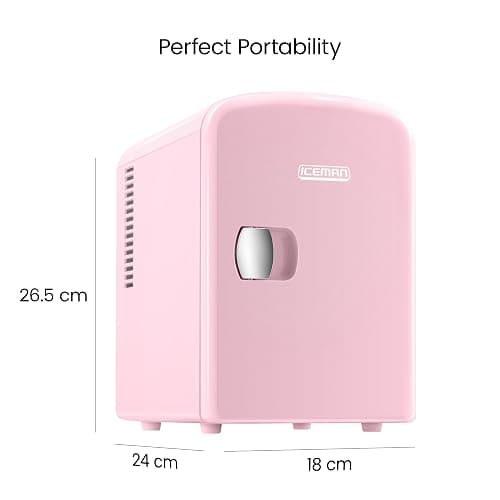 Chefman - Iceman Mini Fridge, 4 Liter/6 Can, Portable, Provides Compact Storage For Skincare, Snacks, Beverages and More, Cooler and Warmer Personal Fridge, Home/Car/Bedroom, Pink thumbnail 3