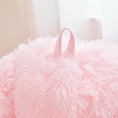 Fluffy soft pink bean bag chair cover, for Living Room (No Filler), plush faux fur Stuffed Animal Storage Big Gaming Bean Bag Chair Cover,Fuzzy Fuzzy Decor Home for girls, kids, teens, and adults thumbnail 4