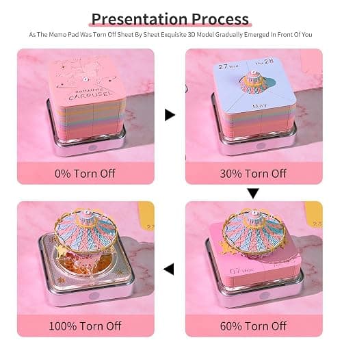 RSLIPIN 3D Memo Pad Time Piece Calendar 2026,3D Art Calendar 2026 Creative Paper Sculpture Carousel Rip Away Calendar Notes thumbnail 7