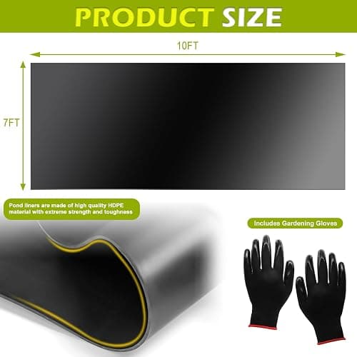 Froidesente 7 x 10 FT Pond Liner, 20 Mil Pond Liners for Outdoor Ponds, HDPE Pond Liner Easy Cutting Puncture Resistant, Pond Liners for Water Garden Fountain Waterfall, Koi Fish Aquaculture Pond thumbnail 2