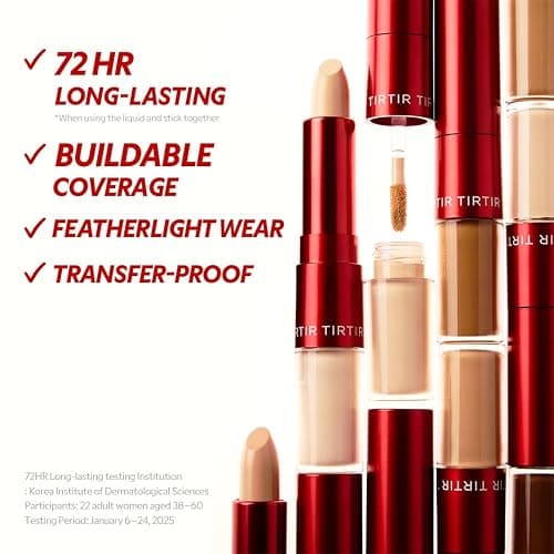 TIRTIR Glide&Hide Blurring Concealer - Creamy texture, Conceals dark circles and wrinkles, Dual formula (liquid tip & balm stick), Long-lasting wear, Korean Makeup, #2C, 0.28 Oz thumbnail 6
