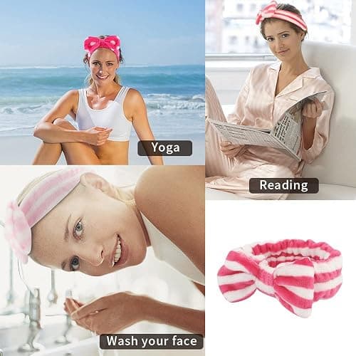 6 Pack Pink Spa Headband Makeup Soft Skincare Shower Headbands Fluffy Head Wraps Hair Band for Washing Face thumbnail 4