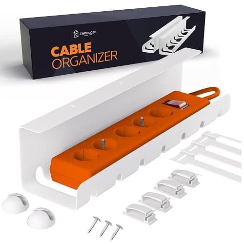 Zenacasa Organizador de Cables Escritorio de Acero Blanco - Montaje Sencillo - Bandeja para Cables Robusta y Práctica thumbnail 2