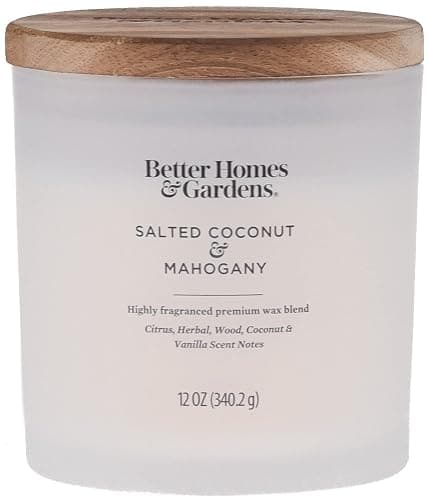 BetterHomes&Gardens 12oz Scented Candle, Salted Coconut & Mahogany 2-Pack, Cream, 35524 thumbnail 2