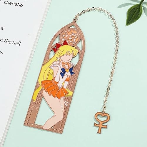 5 Style Anime Magical Girl Book Marks - Metal Bookmarks Gifts for Girls, Anime Fans, Book Lovers Student Men Women, Birthdays, Christmas, Valentine, School Supplies Book Accessory (Orange Girl) thumbnail 6