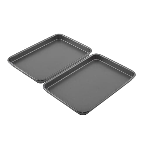 GoodCook Everyday Set of 2 Nonstick Steel 9" x 6.2" Toaster Oven Mini Baking Sheets, Gray thumbnail 4