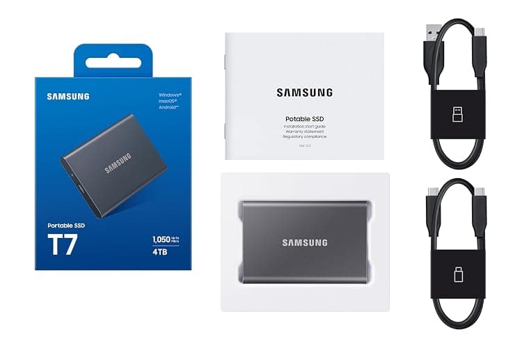 SAMSUNG T7 Portable SSD, 4TB External Solid State Drive, Speeds Up to 1,050MB/s, USB 3.2 Gen 2, Reliable Storage for Gaming, Students, Professionals, MU-PC4T0T/AM, Gray thumbnail 7