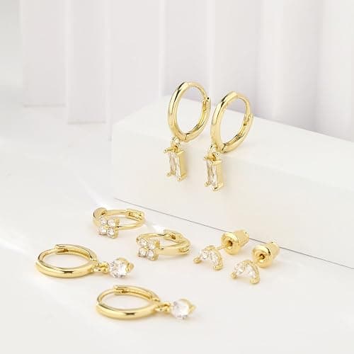 VIROMY Silver Stud Earrings for Women, Sterling Silver earrings Set Small Hoop Earrings Stack Dangle Earrings Minimalist Drop Stud earrings Hypoallergenic Everyday Earrings Women Trendy thumbnail 4