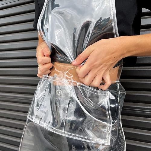 MIKI WELL Hair Stylis Apron for Salon Barber Cross-back Hairdresser Waterproof Work Apron With 3 Pockets (22.8” W 25.5” L) thumbnail 6