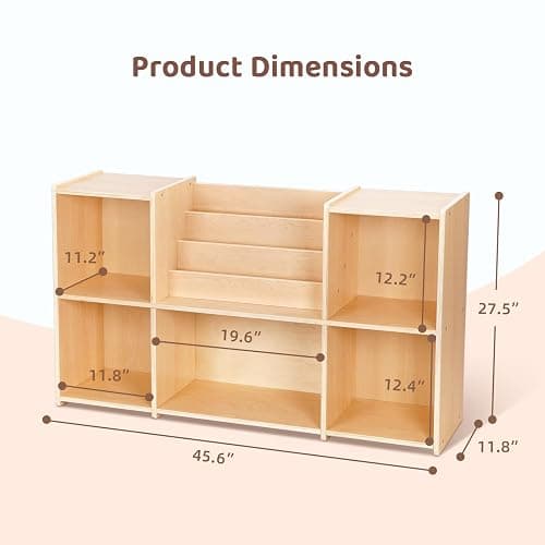 OOOK Montessori Bookshelf and Toy Storage Organizer, 2-Tier Horizontal Bookshelf, 5-Compartment Toy Storage Cabinet with Book Rack, Ideal Choice for Kids Classroom Organizer, Playroom and Daycare thumbnail 2