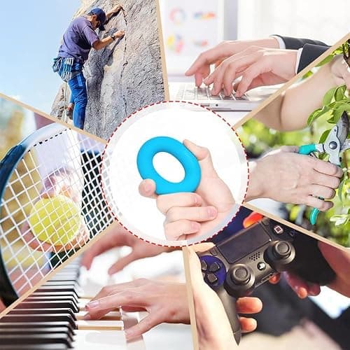 Tigayhc 9Pcs Set Hand Grip Strengthener,Finger Exerciser Stress Relief,Hand Squeeze Ball Kit for Grip Strength,Silicone Finger Gripper, Trainer for Relieve Wrist,Muscle Training,Sports,Fitness thumbnail 7