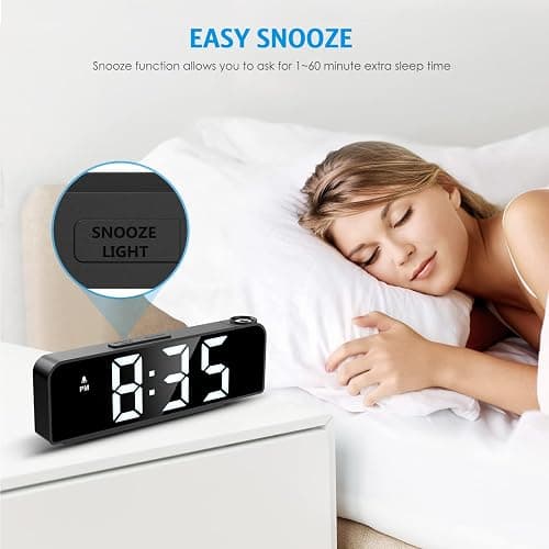 AMIR Projection Alarm Clock for Bedroom Ceiling, LED Clock with 7.9" Large Display,4 Level Brightness, 12/24H, USB Charger, Snooze, Night Mode, Loud Alarm for Kids, Elderly,Heavy Sleepers thumbnail 6