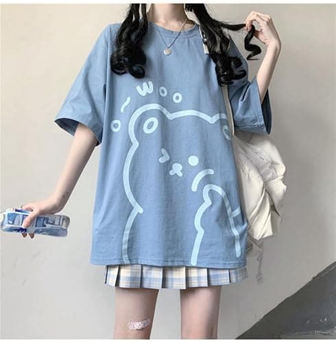 Women Kawaii Bear T-Shirt Cute Japanese Anime Graphic Tees Cartoon Korean Preppy Short Sleeve Baggy Top Oversized Clothes thumbnail 2