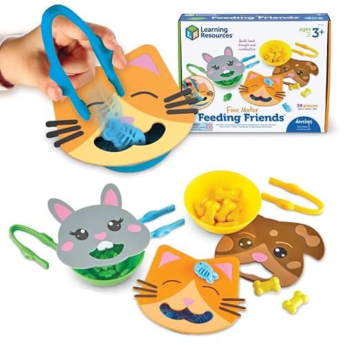 Learning Resources Fine Motor Feeding Friends - Fine Motor Toys for Toddlers, Counting Skills, Color and Shape Sorting, Matching Skills, Montessori Activities, Birthday Gift for Boys and Girls - Image 1