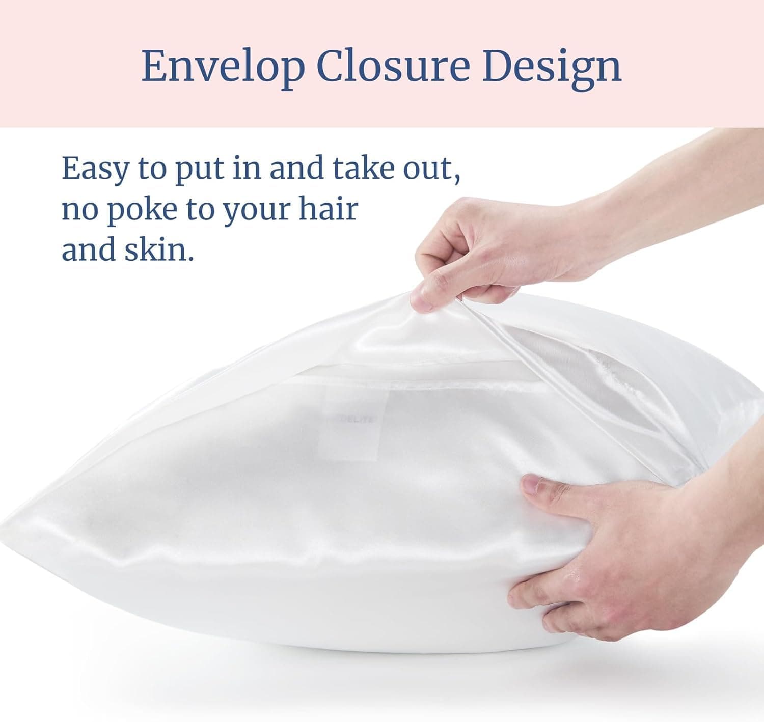 Mulberry Silk Pillow Cases Pack of 2 - Silk Pillowcase with Envelope Style, Soft Smooth Cooling Natural Silky Pillow Cover for Women Men-(48X74cm) (Natural White) thumbnail 2