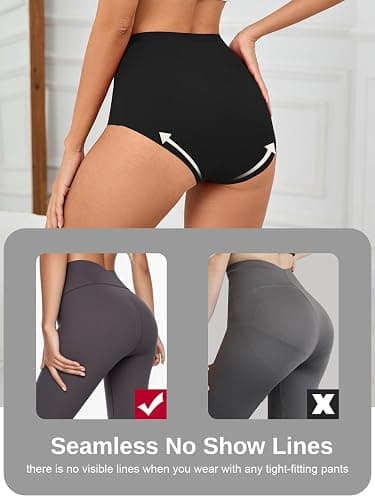 Sazoox Womens Seamless Underwear High Waisted Full Coverage Briefs No Show Soft Breathable Panties 6 Pack thumbnail 3
