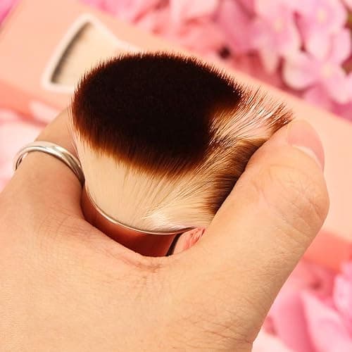 DUcare Foundation Brush for Liquid Makeup, Self Tanner Brush Flat Top Kabuki Professional Makeup Brushes Blending Mineral Powder Buffing Stippling Makeup Tools, Pink - Pink thumbnail 8