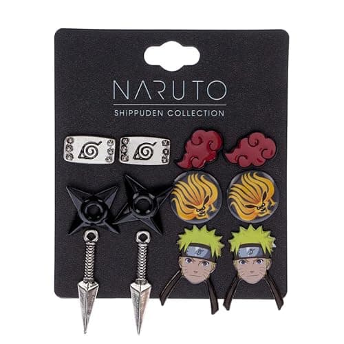 Naruto Shippuden Character And Icons 6 Pack Costume Jewelry Stud Earrings Set thumbnail 2
