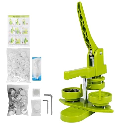 Button Machine 32 mm Button Maker Machine with 100 Button Pieces, Picture & Circle Cutter, Push Pull Press Badge for DIY Gifts, Pin Maker, Button Making - Image 1