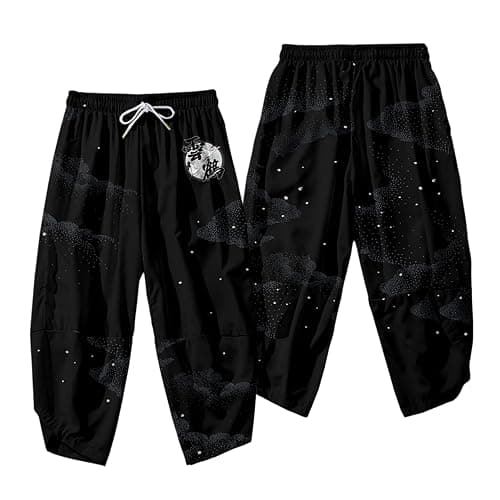 DOSLAVIDA Men's Japanese Kimono Cardigan Suit Chinese Style Printed Jacket Pants Set Open Front Seven Sleeve Top & Shorts thumbnail 3