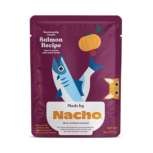 Made by Nacho Wet Cat Food, Cuts in Gravy, Sustainably-Caught Salmon with Bone Broth for Extra Hydration, (12) 3 oz. Pouches, Limited Ingredients thumbnail 2