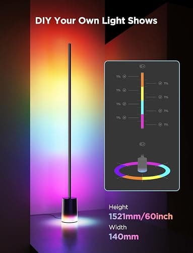 Govee Floor Lamp 2 with Matter, RGBIC, Warm Cool White LED, Alexa Compatible, 1725lm, Music Sync, Scene Modes, Smart Floor Lamp for Living Room, Bedroom, Black(1 Pack) thumbnail 7