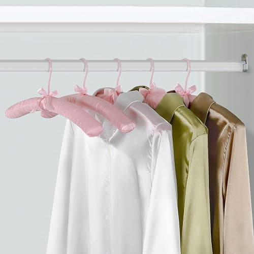 TOPIA HANGER Satin Padded Hangers for Women Clothing 17-inch 10 Pack Pink | Thick Foam Padded No Shoulder Bump, 360° Swivel Hook, Non-Slip Cushioned Hangers for Sweaters, Silk Dress, Wedding Dress thumbnail 6