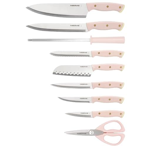 Farberware 15-Piece Knife Block Set with Black Soft-Grip Handles and Graphite Block - Kitchen Knife Set with Chef Knife, Steak Knives, Shears and Sharpening Steel thumbnail 6