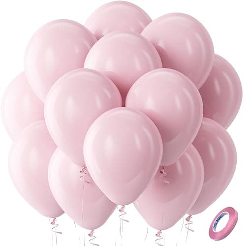 Bezente Pastel Pink Latex Party Balloons -100 Pack 12 inch Round Helium Light Pink Bridal Pink Balloons for Easter Wedding Bridal Shower Gender Reveal Birthday Princess Party Decorations - Image 1