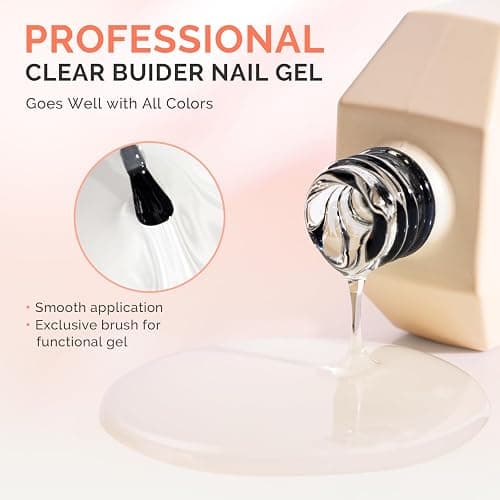 MelodySusie 2PCS 15ML Clear Builder Nail Base Gel for Nails Thickening,Soak Off UV Extension Gel,Rhinestone Nail Glue in a Bottle for Nail Art Design Gift for Women thumbnail 4