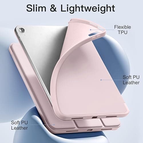 Akkerds for iPad A16 11th Gen Case, iPad 10th Generation Case, Pink | With Pencil Holder, for iPad 11/10.9 Inch Case 2025/2022, Soft TPU Back, Slim Trifold Stand Protective Cover, Auto Sleep/Wake thumbnail 5