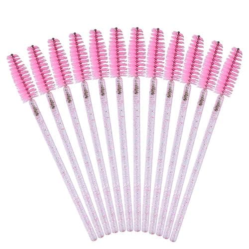 G2PLUS 100PCS Disposable Mascara Wands & Eyelash Spoolie Brush Applicators | Pink Crystal Handles for Lash Separation, Brow Grooming, Daily Beauty Routines, Client Touchups and Professional Salon Use thumbnail 3