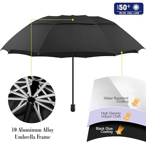HOBVO UPF 50+ Golf Umbrella with Adjustable Universal Clamp, Portable Umbrellas for Rain, Manual Open & Close, for Beach Chair, Golf Cart, Stroller, Bleacher, Patio thumbnail 4