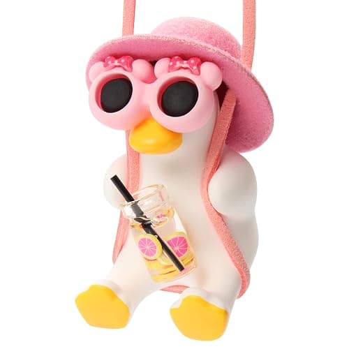 Swinging Duck Car Ornament, Cute Car Mirror Hanging Accessories Car Decorations Interior for Rear View Mirror (Pink) - Image 1