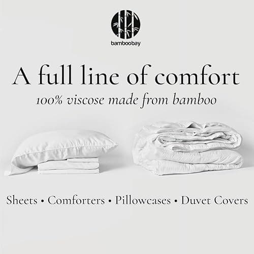 Bamboo Bay 6 Piece Queen Size Sheet Set, 100% Viscose Made from Bamboo, Breathable, Ultra Soft Cooling Bed Sheets for Hot Sleepers, Beddings with Deep Pockets Fit 16" Mattress, Light Blue thumbnail 7