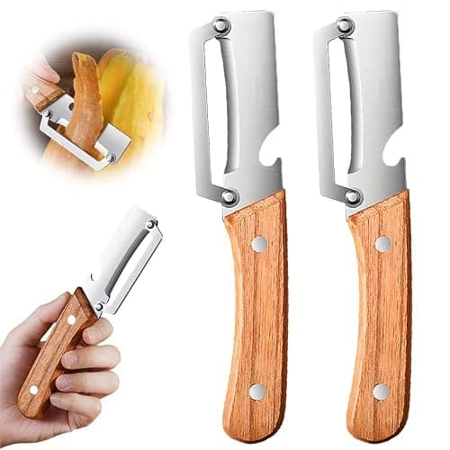 Multi-Functional Vegetable Peeler for Kitchen, Ultra-Sharp Stainless Steel Blade with Wooden Handle and Bottle Opener, For Vegetables or Fruits that Need to Be Peeled (2 Pcs) - Image 1