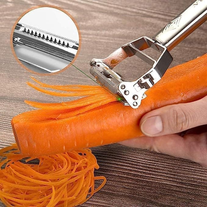 2 in 1 Peeler Julienne for Salad, Potato, Vegetable Slicer, Multi-Functional, Fruit Slicer, Adjustable Veggie Shredder, Kitchen Noodle Cutter, Stainless Steel (2 in 1 Peeler) thumbnail 5