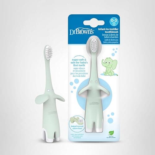 Dr. Brown's Infant-to-Toddler Toothbrush, Elephant, Mint, 0-3 Years thumbnail 22