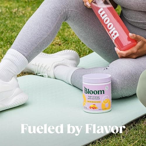 Bloom Nutrition High Energy Pre Workout with Beta Alanine, Ginseng and L Tyrosine for Amino Energy, Natural Caffeine Powder from Green Tea Extract, Keto, Sugar Free Drink Mix, Strawberry Mango thumbnail 5