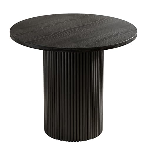 35.4" Round Wood Dining Table Fluted Kitchen Table Circle Dining Tables Modern Pedestal Tables Circular for 2-4 People, for Leisure, Coffee, Kitchen, Dining Room, φ35.4" x 29.9"H, Black thumbnail 8