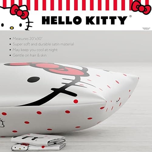 Hello Kitty Beauty Standard Beauty Silky Satin Standard Pillowcase Cover 20x30 for Hair and Skin, (Officially Licensed Product) thumbnail 4