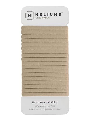 Heliums Thin Seamless Hair Ties - Sandy Blonde - 6mm Nylon No Damage Ponytail Holders, 1.75 Inch, Medium Hold for Thin to Normal Hair - 18 Pack - Image 1