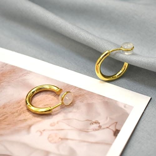 Yurielys Clip on Earrings for Women, 14K Real Gold Plated Non Pierced Hoop, Clip on Hoops for Non Pierced Ears Gold and White Gold thumbnail 3