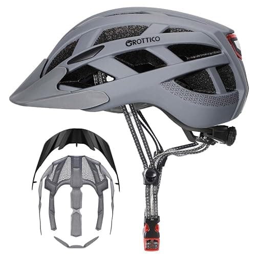 Adult-Men-Women Bike Helmet with Light - Mountain Road Bicycle Helmet with Replacement Pads & Detachable Visor - Image 1